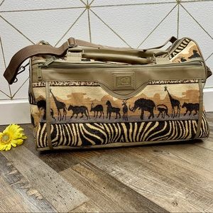 Animal Print Safari 1980s Pioneer Express Duffle Overnight Bag Jungle Theme